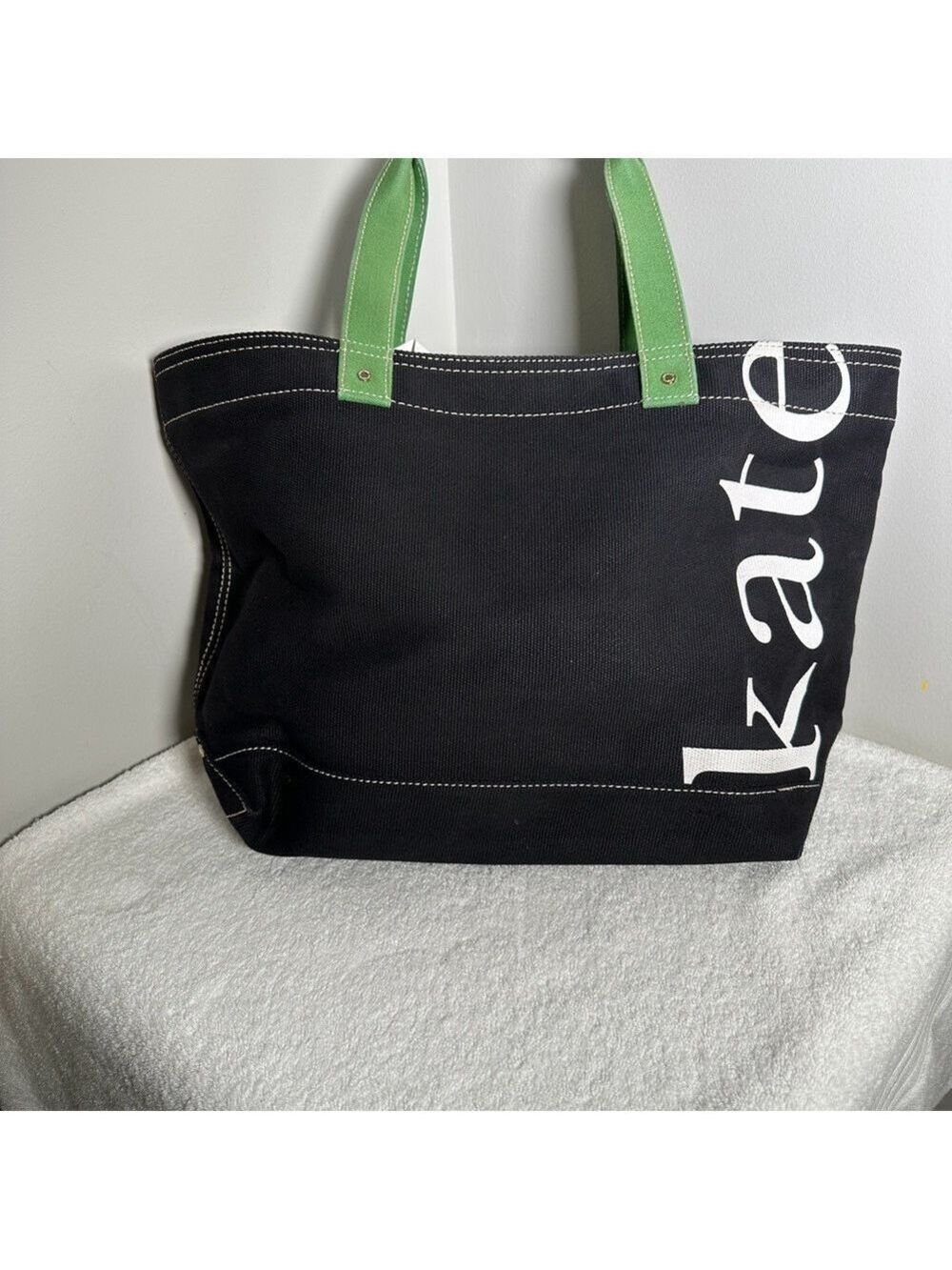 Kate Spade Black Tote with Green Handles - Picture 1 of 8